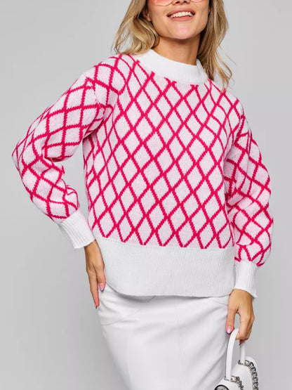 Pull décontracté pour femmes avec un motif en losanges moderne et une coupe décontractée Chic und Stil