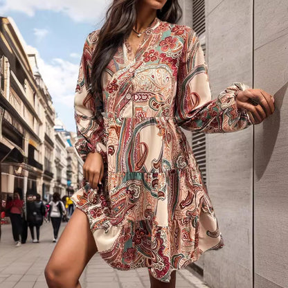 Femmes Robe Midi Imprimé Paisley Bohème Chic und Stil
