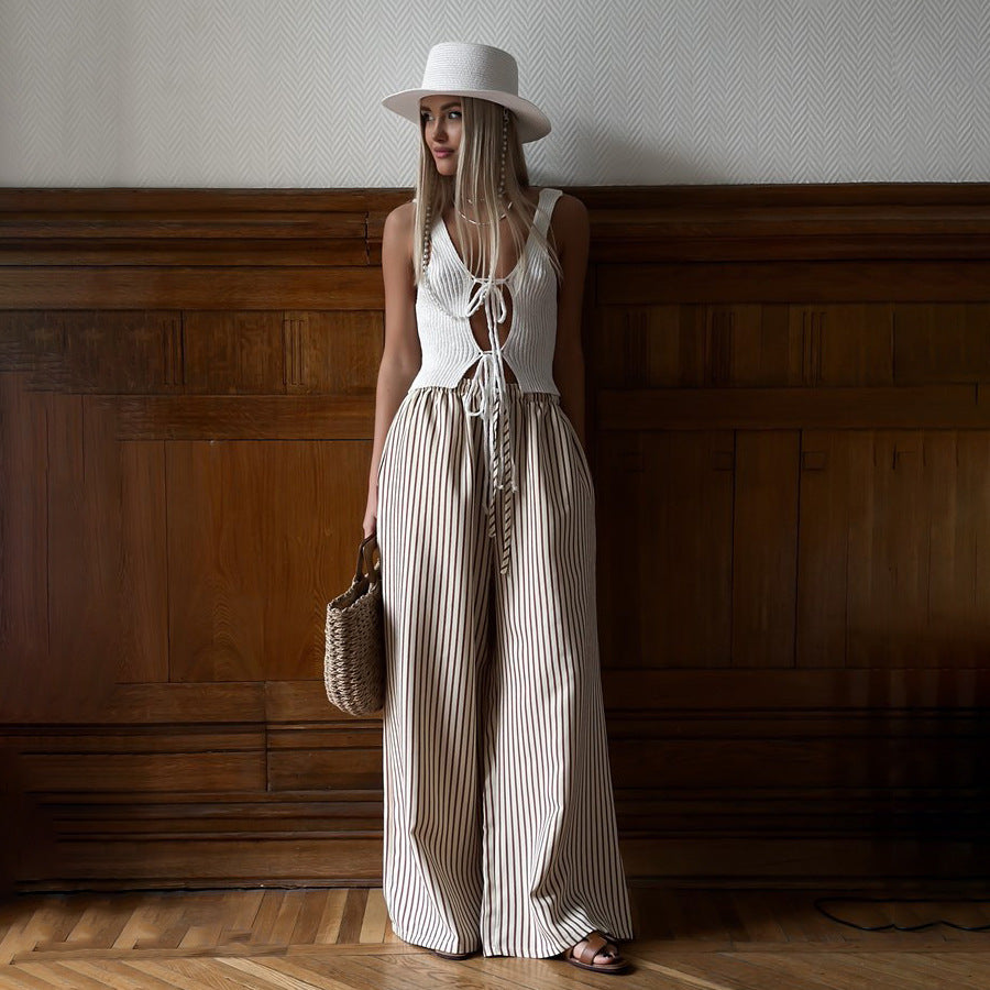 Marlene wide pants for ladies with stylish stripes Chic and Style