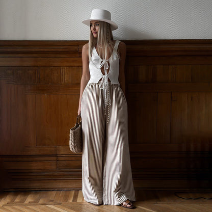 Marlene wide pants for ladies with stylish stripes Chic and Style