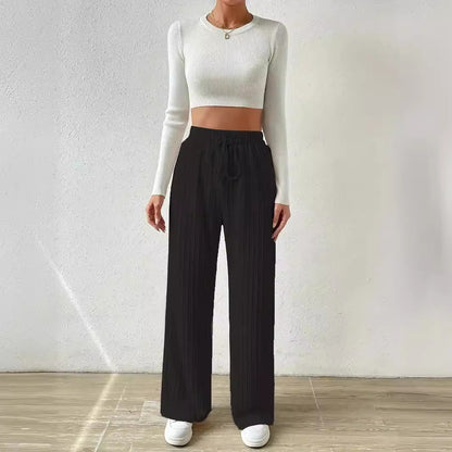 Casual stretch pants for women with elastic waistband and practical drawstring Chic and Style