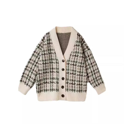 Dames Cardigan à motifs avec patte de boutonnage et décolleté en V Chic und Stil