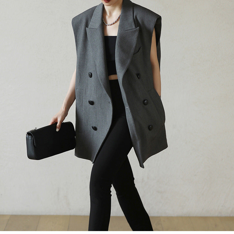 Blazer sans manches oversize croisé pour femmes Chic und Stil