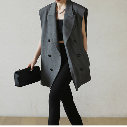 Blazer sans manches oversize croisé pour femmes Chic und Stil