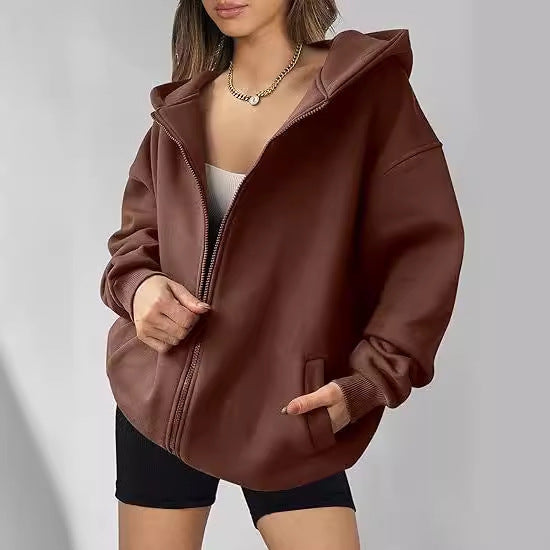 Dames décontracté oversized zip-hoodie Chic und Stil