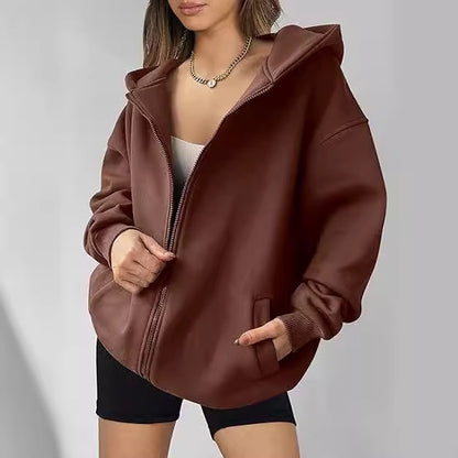 Dames décontracté oversized zip-hoodie Chic und Stil