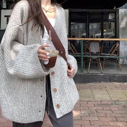 Women's comfortable knitted vest with button closure and chic, stylish V-neck