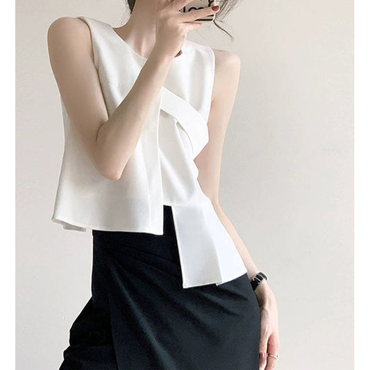 Haut asymétrique en gingham élégant pour femme Chic und Stil