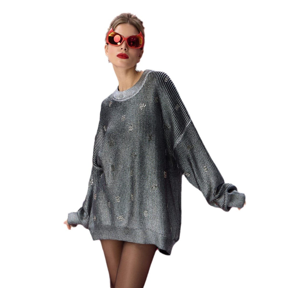 Pull en tricot oversize pour femmes avec des accents brillants Chic und Stil