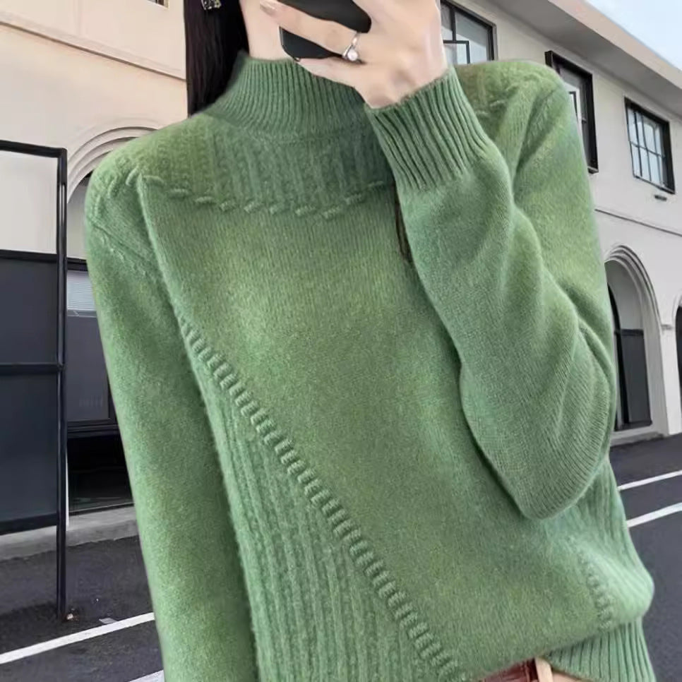 Pull en tricot pour femmes avec col montant élégant et design structuré Chic und Stil