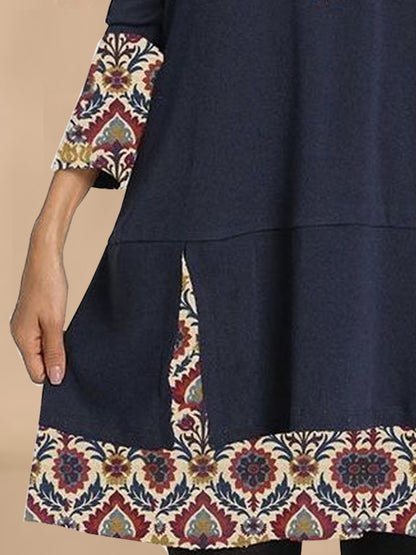 Robe tunique élégante pour femmes avec des manches créatives 3/4 et un ourlet artistique Chic und Stil