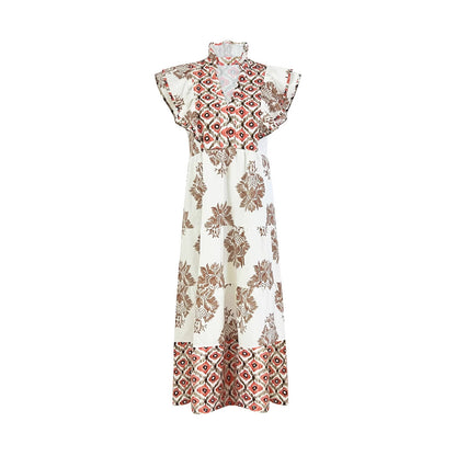 Robe maxi fleurs pour femmes avec manches courtes Chic und Stil