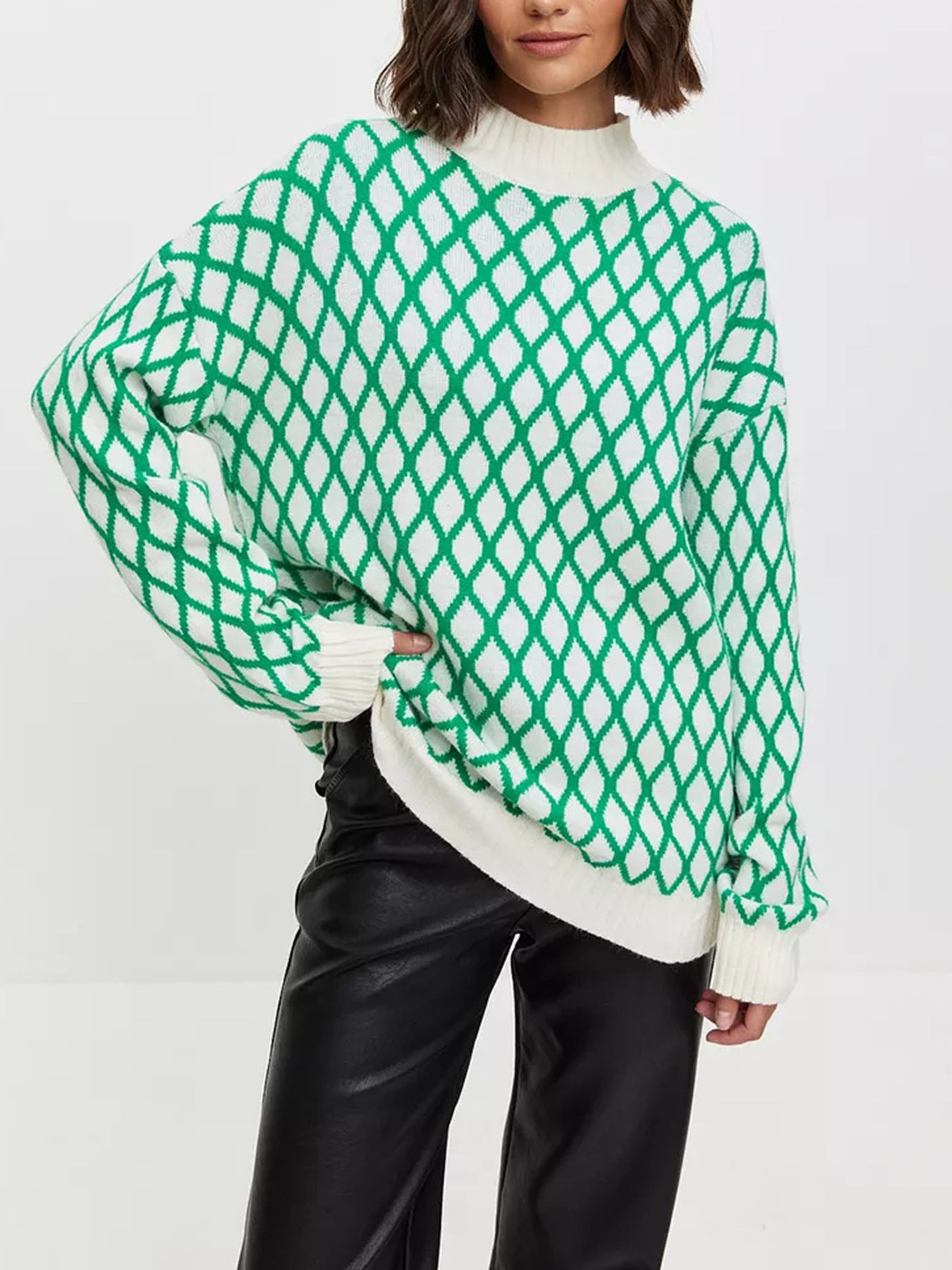 Pull décontracté pour femmes avec un motif en losanges moderne et une coupe décontractée Chic und Stil