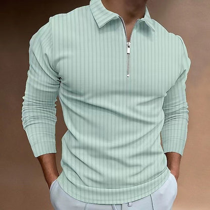 Polo à manches longues pour hommes avec fermeture éclair à la mode Chic und Stil