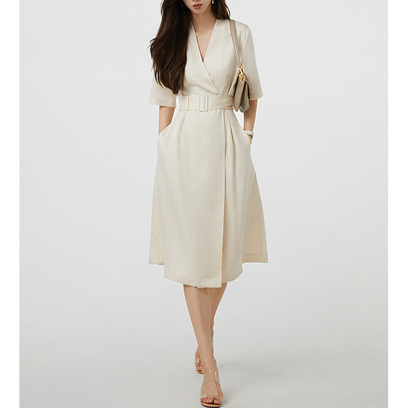 Robe midi élégante enveloppante pour femmes avec ceinture ajustable Chic und Stil