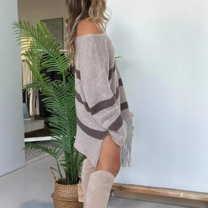 Dames Grand pull en laine à coupe ample et motif rayé tendance Chic und Stil
