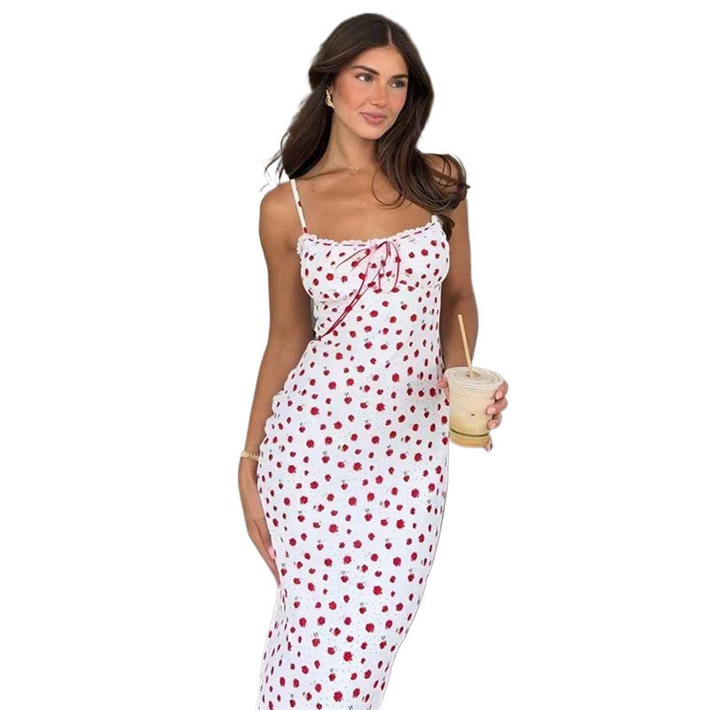 Women's Floral A-Line Maxi Dress with Adjustable Spaghetti Straps Chic and Stylish