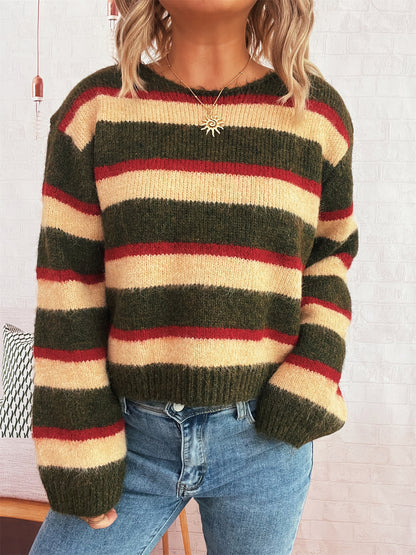 Pull en tricot rayé large à motifs pour femmes avec coupe décontractée Chic und Stil