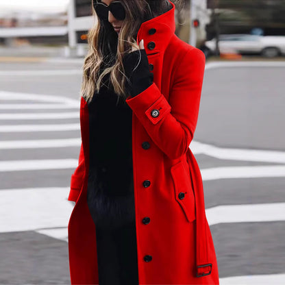 Elegant casual coat for women with high collar and practical pockets Chic and Style