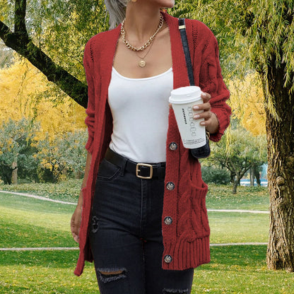 Dames gros tricot cardigan avec poches profondes et coupe ouverte Chic und Stil