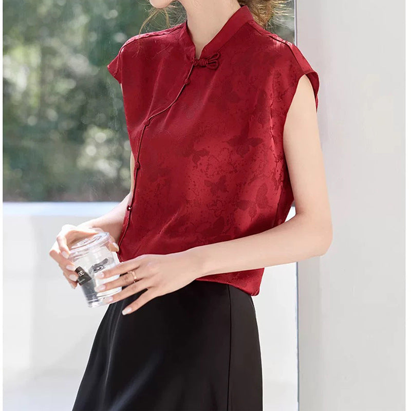 Chemisier drapé en soie pour femmes Chic und Stil
