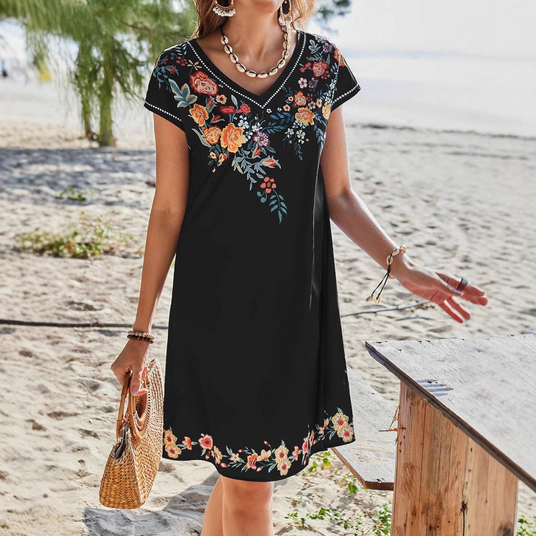 Robe de plage brodée florale Chic und Stil