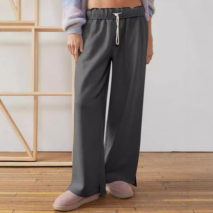 Chic and Stylish wide casual pants for ladies with elastic waist and drawstring