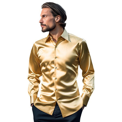 Chemise pour hommes en satin brillant avec col moderne Chic und Stil