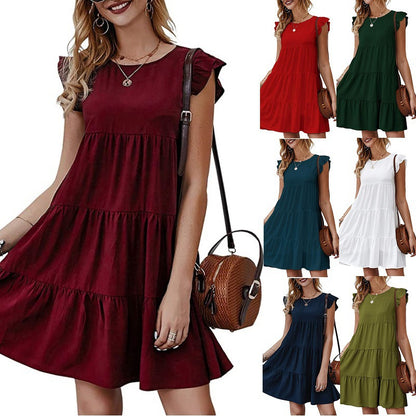 Robe en coton pour femmes avec détail volant et coupe ample Chic und Stil