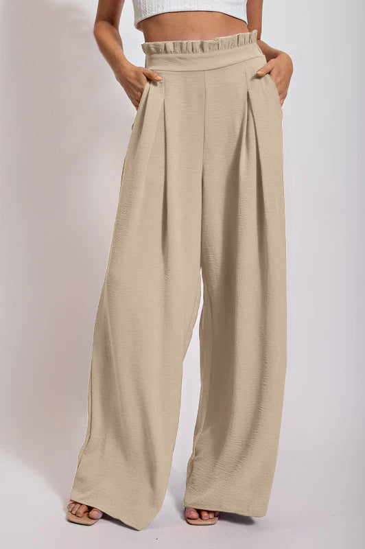 Loose high-waisted pants for women with pleats and elastic waist Chic and Style