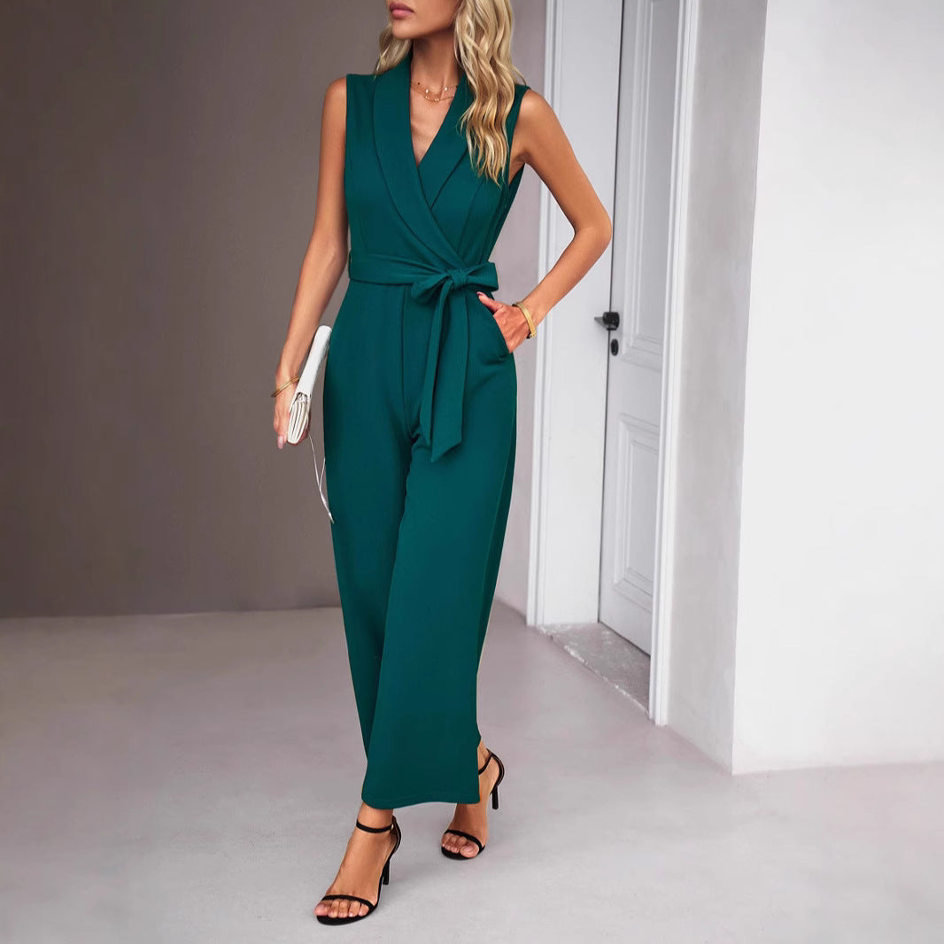 Dames Élégant Combinaison avec effet enveloppant et ceinture de taille Chic und Stil