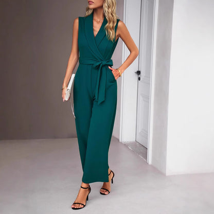 Dames Élégant Combinaison avec effet enveloppant et ceinture de taille Chic und Stil