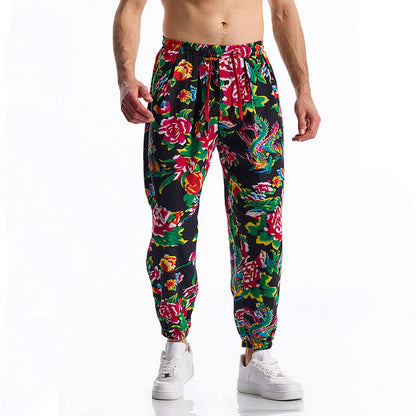Men's leisure pants with a chic floral design
