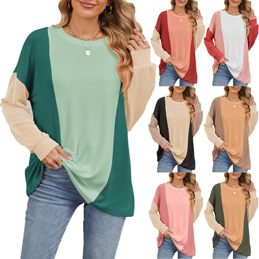Pull oversized pour femmes avec design en rib côtelé texturé et accents modernes en coloris bloqués Chic und Stil