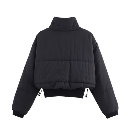 Ladies quilted transitional jacket with high collar and decorative zipper Chic und Stil