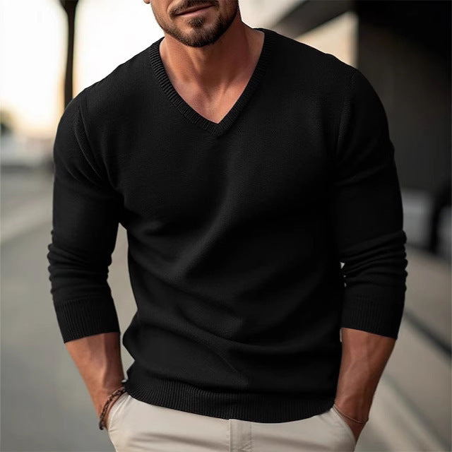 Pull homme élégant à col en V en coton de haute qualité Chic und Stil