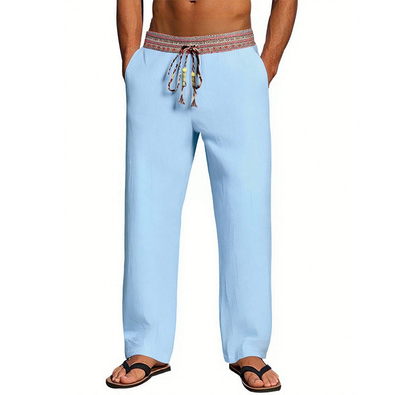 Men's Casual Beach Pants with Elastic Waist and Decorative Drawstring Chic and Style