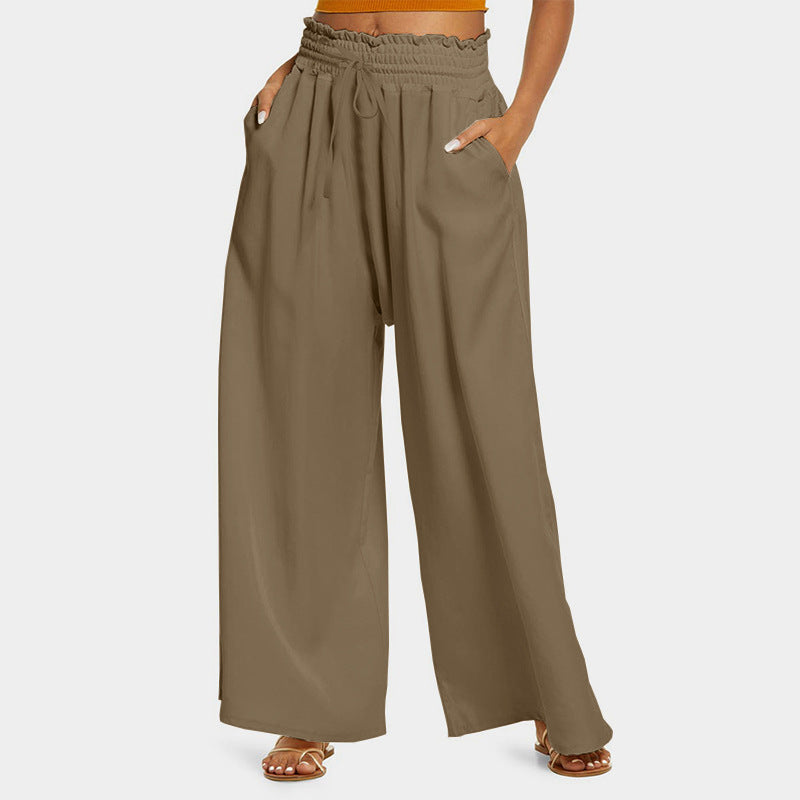 Wide palazzo pants for women with elastic waistband and practical pockets Chic and Style