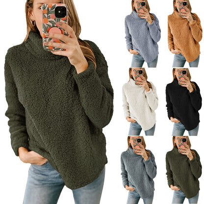 Pull-over en sweat-shirt confortable pour femmes avec col haut et polaire texturée Chic und Stil