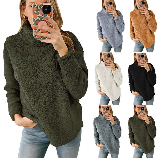 Pull-over en sweat-shirt confortable pour femmes avec col haut et polaire texturée Chic und Stil
