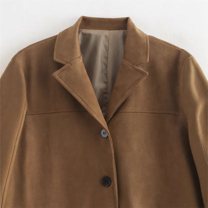 Dames Élégante Veste en Suédine Chic und Stil