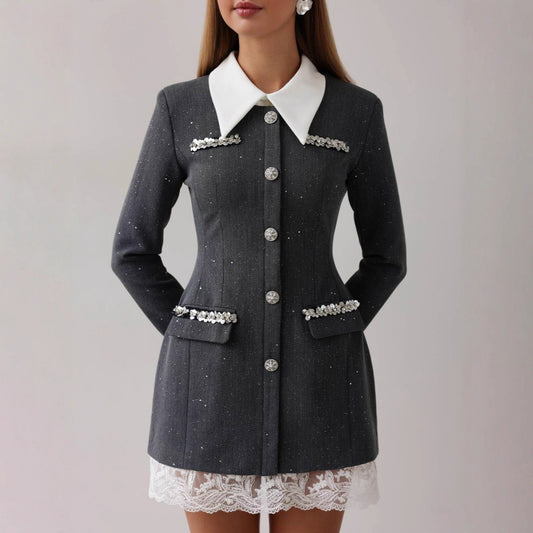 Dames blazer élégant avec des détails romantiques en volants Chic und Stil