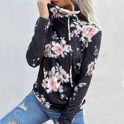 Pull décontracté pour femmes avec motif floral et col montant Chic und Stil