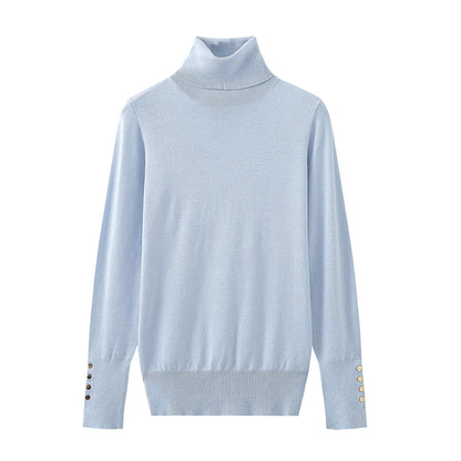 Pull à col roulé pour dames avec des détails de boutons élégants Chic und Stil
