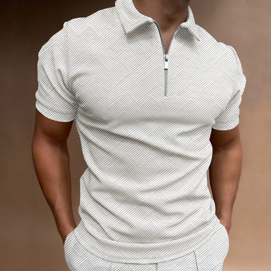 Men's Short Sleeve Polo with Structured Zip Chic and Style