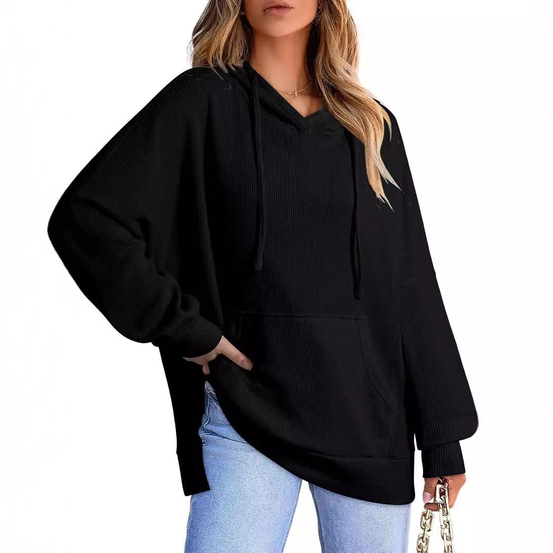 Pull à capuche surdimensionné pour femmes en piqué gaufré Chic und Stil