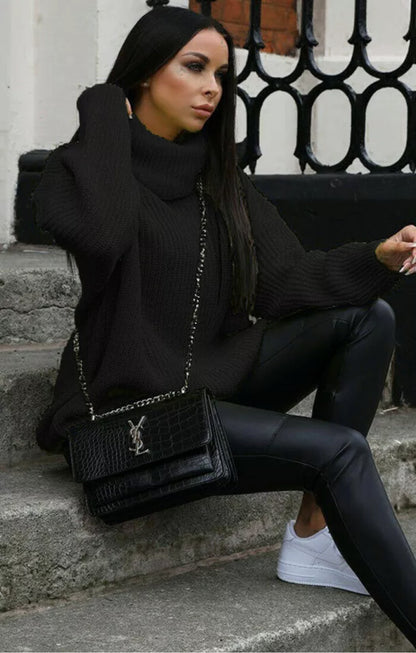 Pull en tricot oversized pour femmes avec col montant et coupe décontractée Chic und Stil