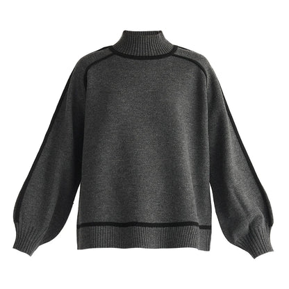 Pull à col roulé tendance pour femmes avec des rayures contrastées et une coupe décontractée Chic und Stil