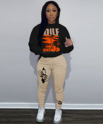 Dame hoodie avec impression unique et pantalon de jogging sportif Chic und Stil