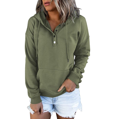 Dames hoodie avec patte de boutonnage intégrée Chic und Stil